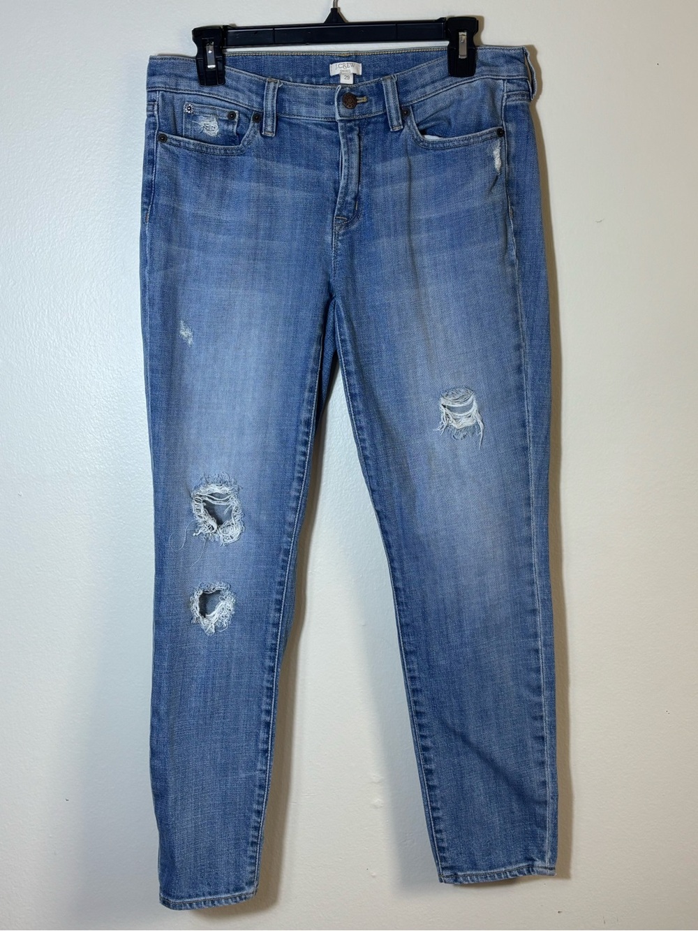J.Crew Womens Blue Distressed Skinny Ankle Stretch Jeans Sz 29